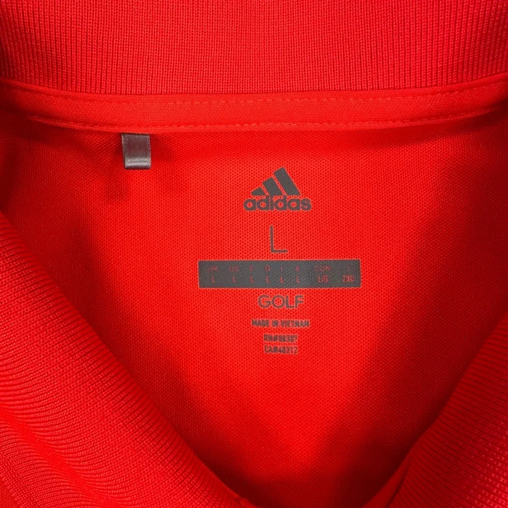 Adidas Golf Performance Polo Shirt Mens Large Red Solid Short Sleeve Tech EUC